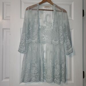 La Bellum Hillary Scott Mesh Lace Kimono Women's Size Small‎ Green
